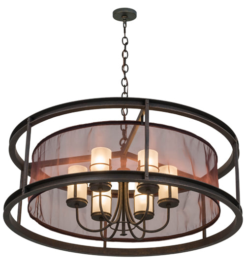 Meyda Lighting Cordoba 36" 6-Light Gilded Tobacco Pendant Light With Frosted Shade Glass