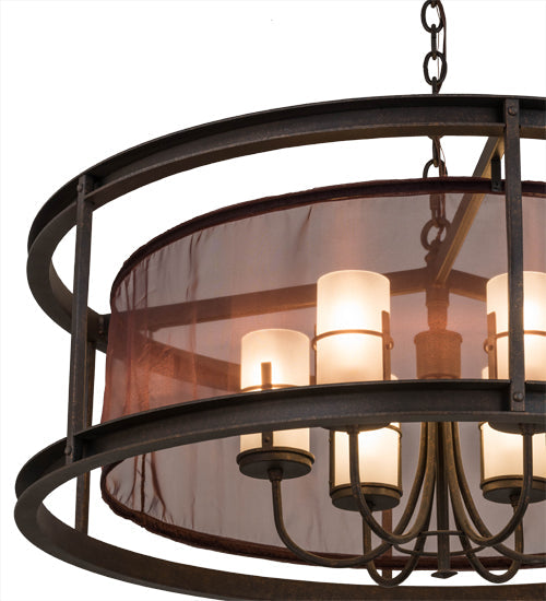 Meyda Lighting Cordoba 36" 6-Light Gilded Tobacco Pendant Light With Frosted Shade Glass