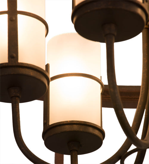 Meyda Lighting Cordoba 36" 6-Light Gilded Tobacco Pendant Light With Frosted Shade Glass