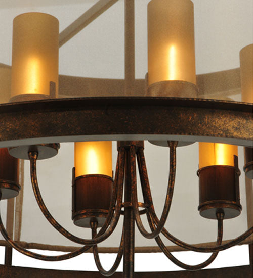 Meyda Lighting Cordoba 42" 6-Light Gilded Tobacco Pendant Light With Taupe Textralite Shade