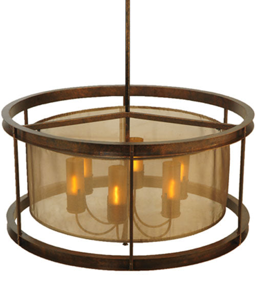 Meyda Lighting Cordoba 42" 6-Light Gilded Tobacco Pendant Light With Taupe Textralite Shade