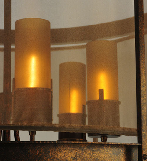 Meyda Lighting Cordoba 42" 6-Light Gilded Tobacco Pendant Light With Taupe Textralite Shade