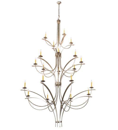 Meyda Lighting Corfe 74" 20-Light Champagne Toast Chandelier With Amber Faux Candlelight