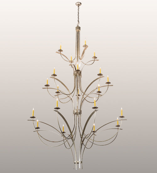 Meyda Lighting Corfe 74" 20-Light Champagne Toast Chandelier With Amber Faux Candlelight