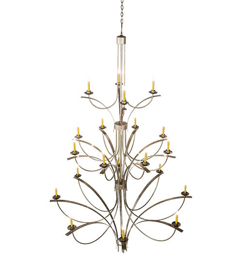 Meyda Lighting Corfe 74" 20-Light Champagne Toast Chandelier With Amber Faux Candlelight