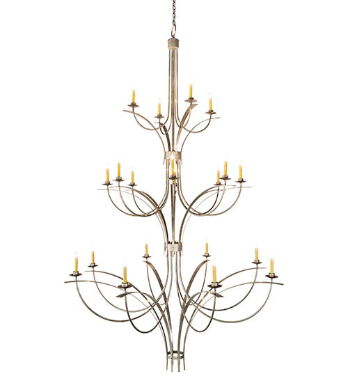 Meyda Lighting Corfe 74" 20-Light Champagne Toast Chandelier With Amber Faux Candlelight