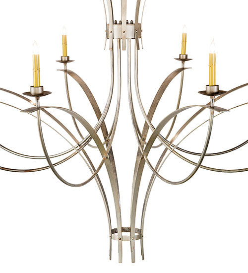 Meyda Lighting Corfe 74" 20-Light Champagne Toast Chandelier With Amber Faux Candlelight