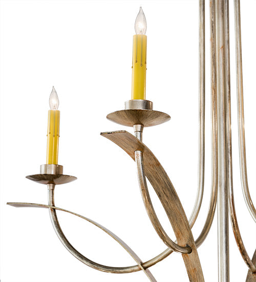 Meyda Lighting Corfe 74" 20-Light Champagne Toast Chandelier With Amber Faux Candlelight