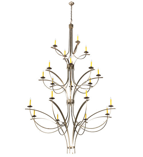 Meyda Lighting Corfe 74" 20-Light Champagne Toast Chandelier With Amber Faux Candlelight