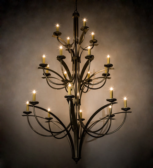 Meyda Lighting Corfe 86" 20-Light Champagne Toast Chandelier With Amber Faux Candlelight