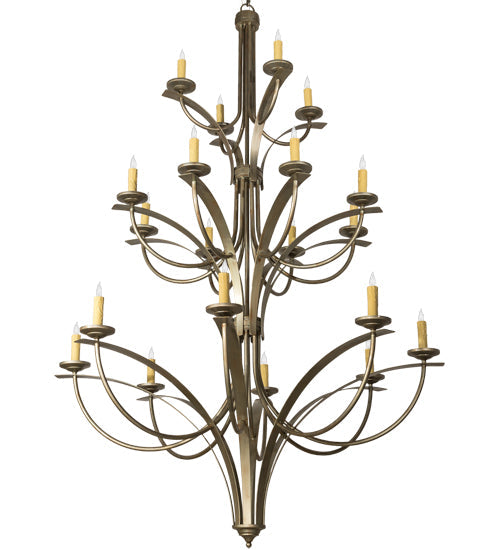 Meyda Lighting Corfe 86" 20-Light Champagne Toast Chandelier With Amber Faux Candlelight
