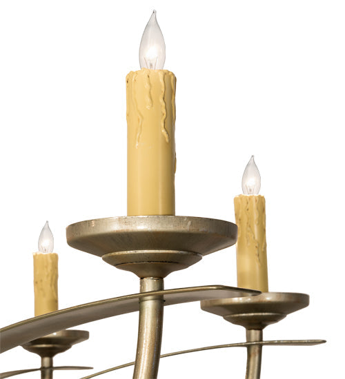 Meyda Lighting Corfe 86" 20-Light Champagne Toast Chandelier With Amber Faux Candlelight