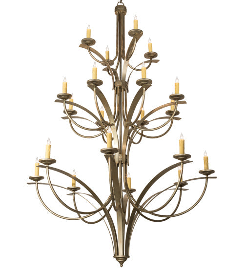 Meyda Lighting Corfe 86" 20-Light Champagne Toast Chandelier With Amber Faux Candlelight