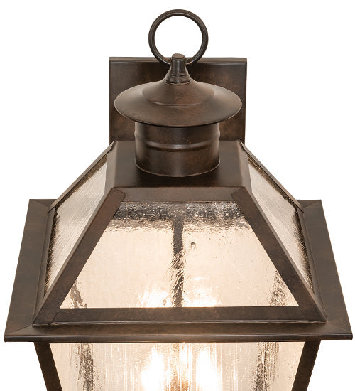 Meyda Lighting Corinna 11" 3-Light Antique Rust Wall Sconce With Clear Seeded Shade Glass