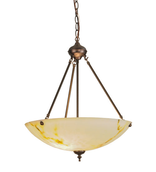 Meyda Lighting Corinth 20" 2-Light Mahogany Bronze Inverted Pendant Light With White Marble Idalight Shade