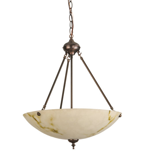 Meyda Lighting Corinth 20" 2-Light Mahogany Bronze Inverted Pendant Light With White Marble Idalight Shade