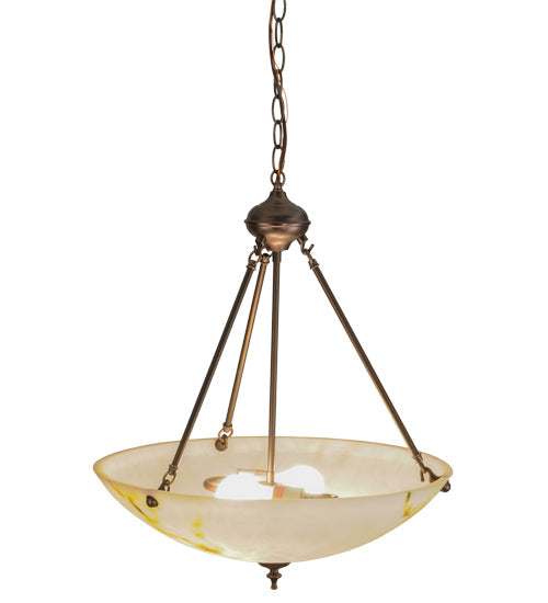 Meyda Lighting Corinth 20" 2-Light Mahogany Bronze Inverted Pendant Light With White Marble Idalight Shade
