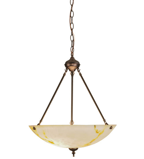 Meyda Lighting Corinth 20" 2-Light Mahogany Bronze Inverted Pendant Light With White Marble Idalight Shade