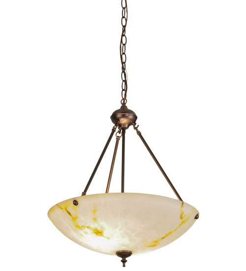 Meyda Lighting Corinth 20" 2-Light Mahogany Bronze Inverted Pendant Light With White Marble Idalight Shade