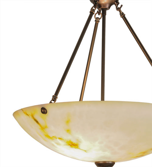 Meyda Lighting Corinth 20" 2-Light Mahogany Bronze Inverted Pendant Light With White Marble Idalight Shade