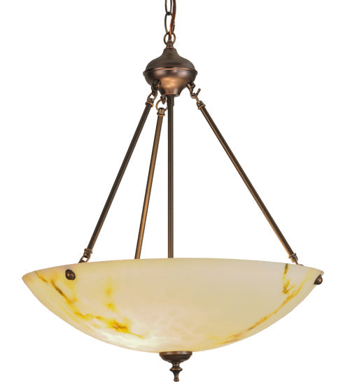 Meyda Lighting Corinth 20" 2-Light Mahogany Bronze Inverted Pendant Light With White Marble Idalight Shade