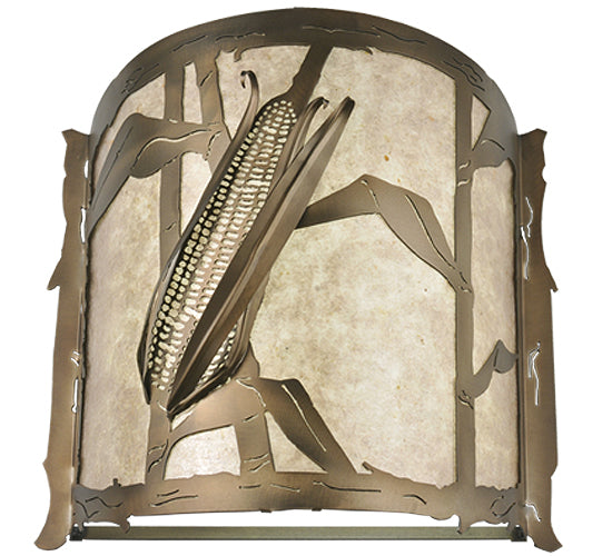 Meyda Lighting Corn 17" LED Antique Copper Wall Sconce With Silver Mica Shade Glass