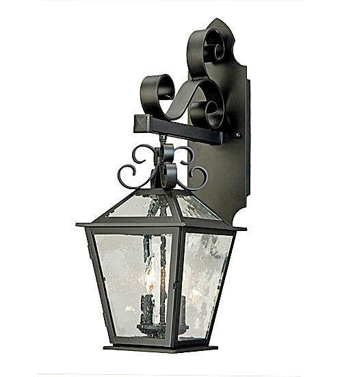 Meyda Lighting Cornell 9" 2-Light Blackwash Wall Sconce With Clear Seeded Shade Glass