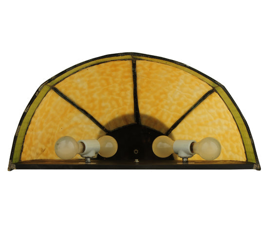 Meyda Lighting Coronation 24" 4-Light Craftsman Brown Wall Sconce With Beige & Avacado Art Shade Glass