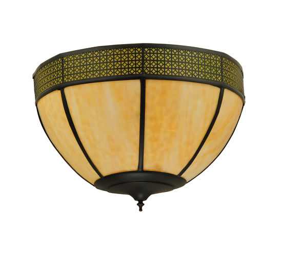 Meyda Lighting Coronation 24" 4-Light Craftsman Brown Wall Sconce With Beige & Avacado Art Shade Glass