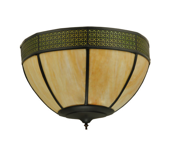 Meyda Lighting Coronation 24" 4-Light Craftsman Brown Wall Sconce With Beige & Avacado Art Shade Glass