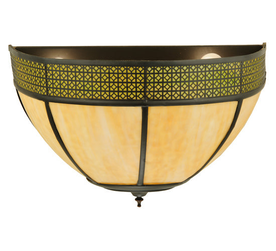Meyda Lighting Coronation 24" 4-Light Craftsman Brown Wall Sconce With Beige & Avacado Art Shade Glass
