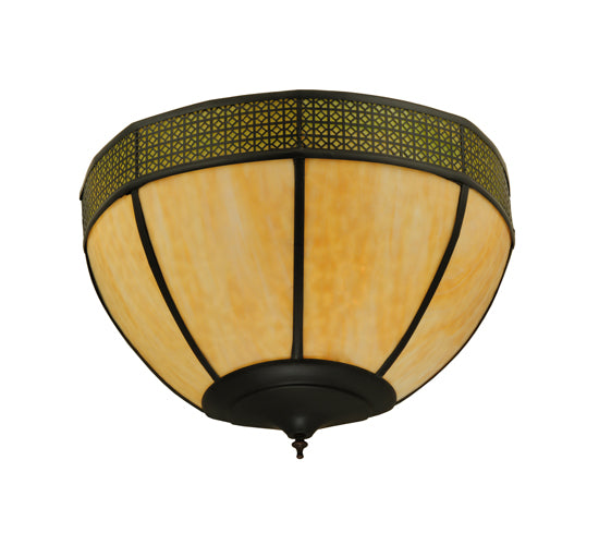 Meyda Lighting Coronation 24" 4-Light Craftsman Brown Wall Sconce With Beige & Avacado Art Shade Glass