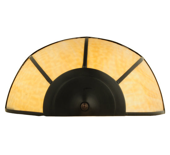 Meyda Lighting Coronation 24" 4-Light Craftsman Brown Wall Sconce With Beige & Avacado Art Shade Glass