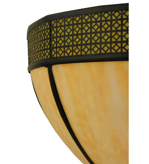 Meyda Lighting Coronation 24" 4-Light Craftsman Brown Wall Sconce With Beige & Avacado Art Shade Glass