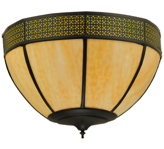 Meyda Lighting Coronation 24" 4-Light Craftsman Brown Wall Sconce With Beige & Avacado Art Shade Glass