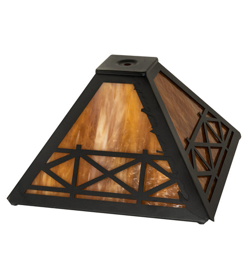 Meyda Lighting Corral 16" Textured Black Frame With Honey Amber Shade Glass