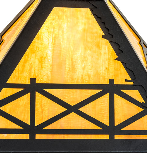 Meyda Lighting Corral 16" Textured Black Frame With Honey Amber Shade Glass
