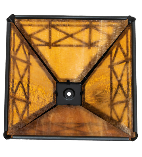 Meyda Lighting Corral 16" Textured Black Frame With Honey Amber Shade Glass