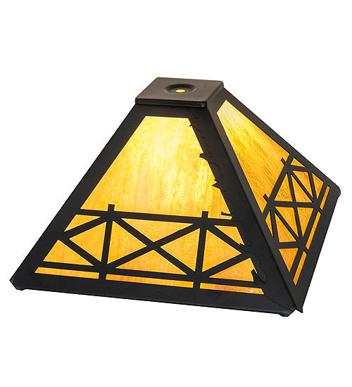 Meyda Lighting Corral 16" Textured Black Frame With Honey Amber Shade Glass