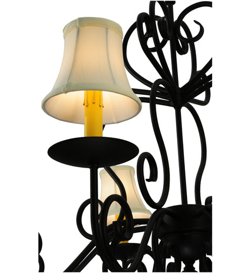 Meyda Lighting Corrina 36" 8-Light Blackwash Chandelier With Cream Textrene Shade