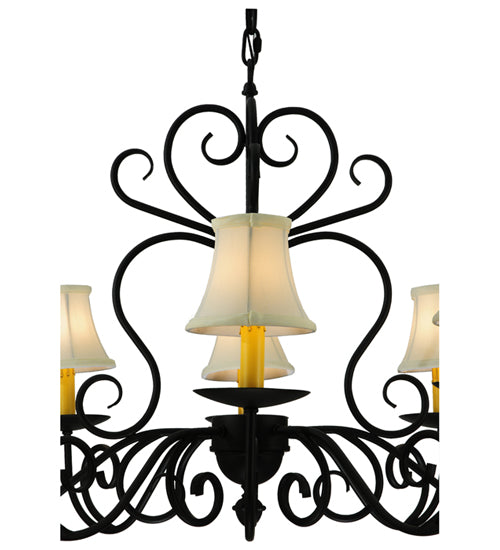 Meyda Lighting Corrina 36" 8-Light Blackwash Chandelier With Cream Textrene Shade