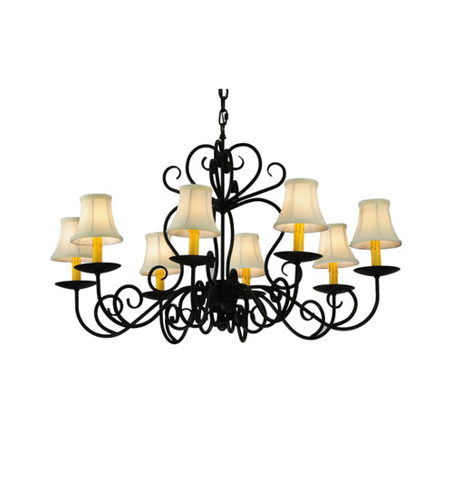 Meyda Lighting Corrina 36" 8-Light Blackwash Chandelier With Cream Textrene Shade