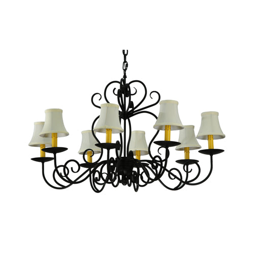 Meyda Lighting Corrina 36" 8-Light Blackwash Chandelier With Cream Textrene Shade