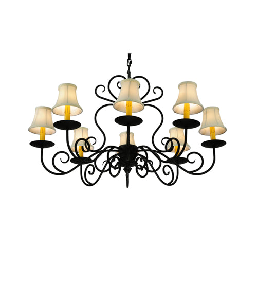 Meyda Lighting Corrina 36" 8-Light Blackwash Chandelier With Cream Textrene Shade