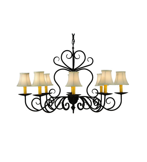 Meyda Lighting Corrina 36" 8-Light Blackwash Chandelier With Cream Textrene Shade