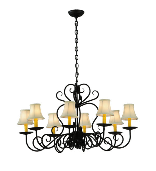 Meyda Lighting Corrina 36" 8-Light Blackwash Chandelier With Cream Textrene Shade