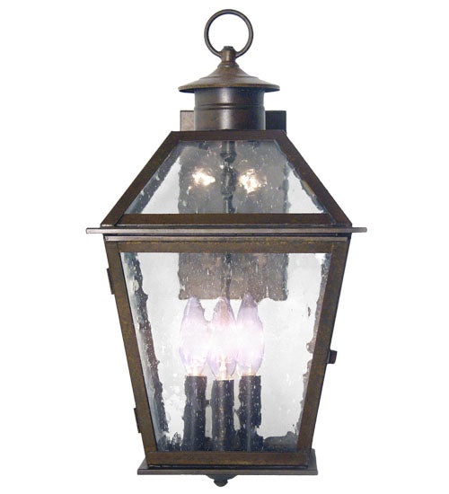 Meyda Lighting Corrina 7" 3-Light Gilded Tobacco Wall Sconce With Clear Seeded Shade Glass