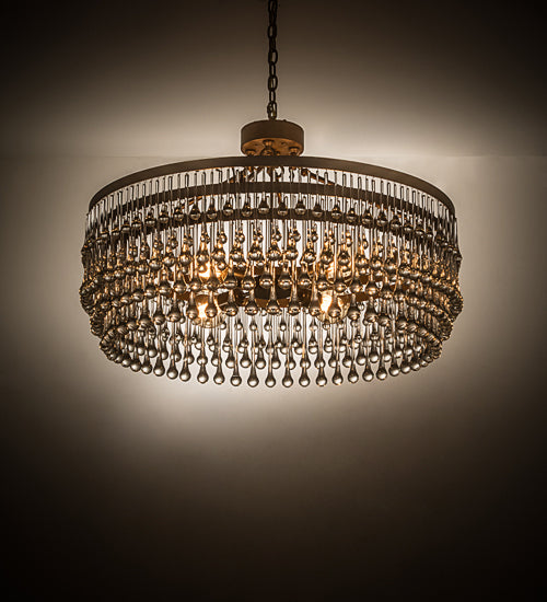 Meyda Lighting Corsica 35" 4-Light Champagne Metallic Chandelier With Clear Crystal Shade Glass