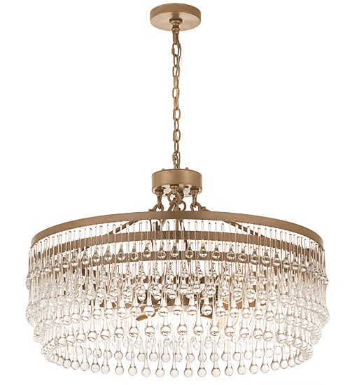 Meyda Lighting Corsica 35" 4-Light Champagne Metallic Chandelier With Clear Crystal Shade Glass