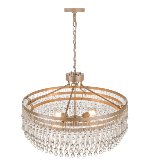 Meyda Lighting Corsica 35" 4-Light Champagne Metallic Chandelier With Clear Crystal Shade Glass